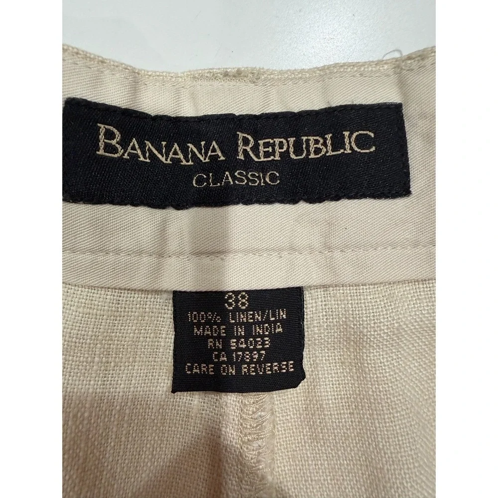 Banana Republic Classic Beige Cream Linen Pleated Mens Shorts size 38